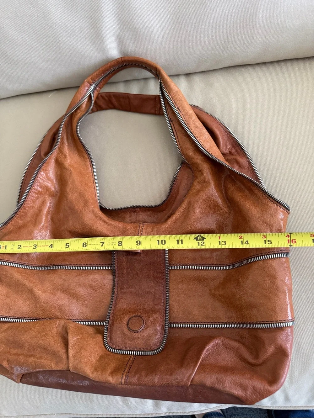 LOCKHEART Camel Colot Leather Satchel Handbag